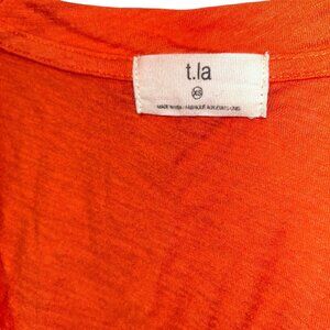 t. LA designer T-shirt FALL ORANGE flutter cap sleeve top XS